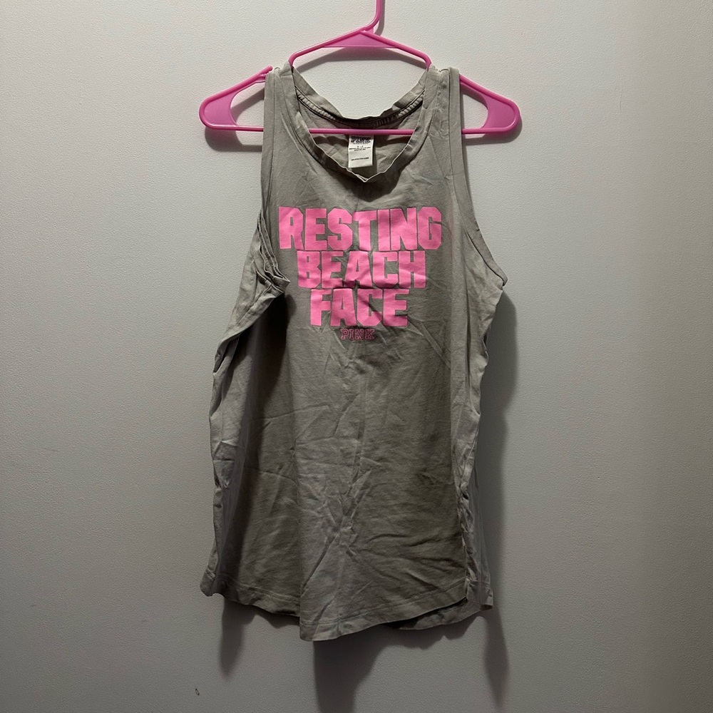 VS PINK - Tank Top - Grey & Pink - Size: Small
